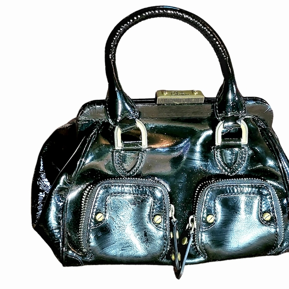 COLE HAAN Women's Black Patent Leather Small mini Handbag Satchel - Picture 12 of 12